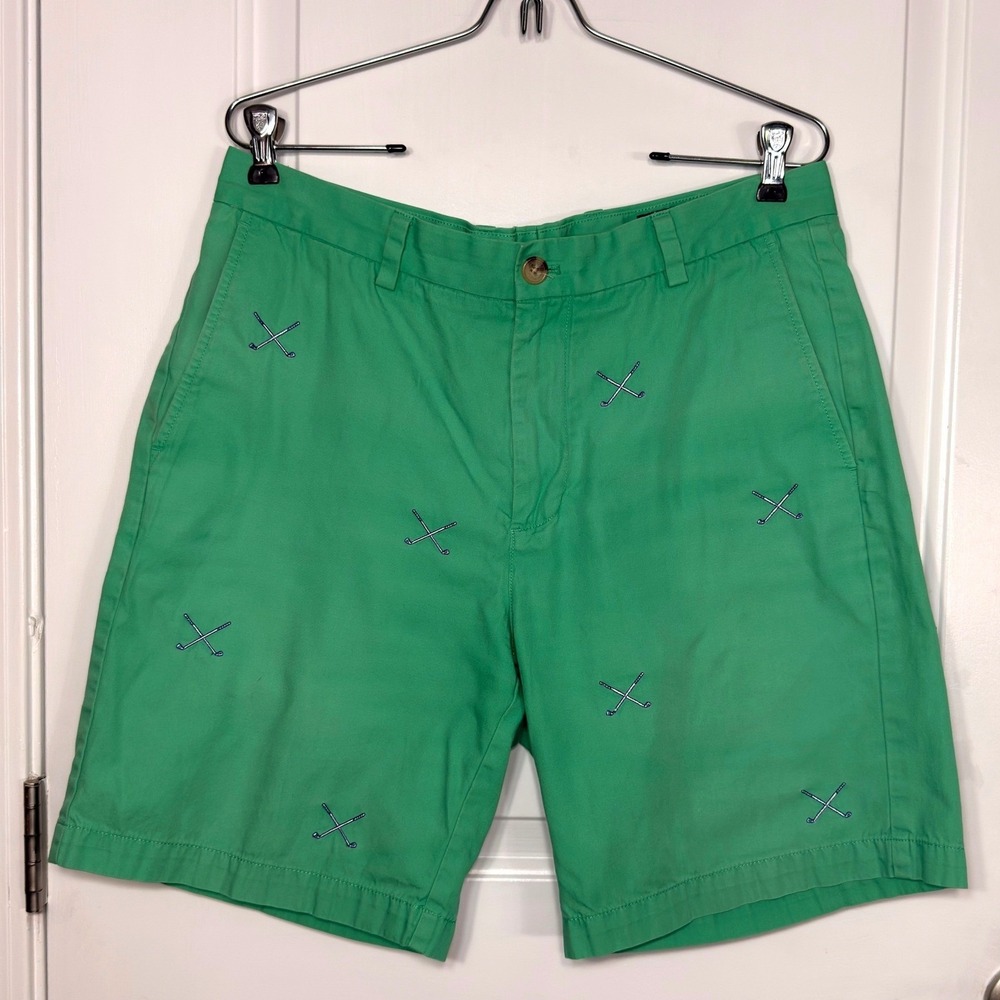 Vineyard Vines Breaker Shorts Mens 33 Green Golf Embroidered Cotton Chino